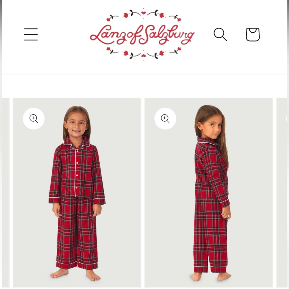 Lanz of Salzburg Red Plaid Pajama Set, size 2T, unisex, holidays, winter, match